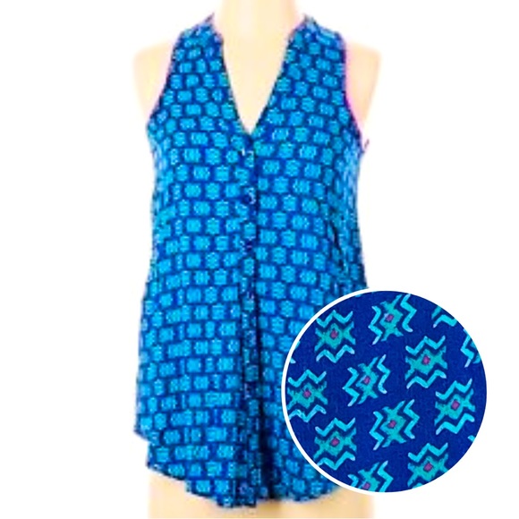 Maeve Tops - ANTHROPOLOGIE MAEVE Tank Blue and Pink Tribal Print Women's Size 8